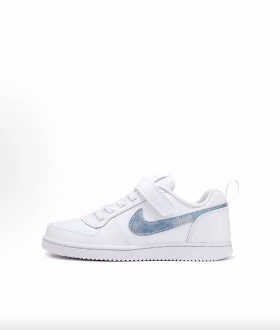 Nike Court Borough Low 魔术贴 低帮 板鞋 白蓝 中小童