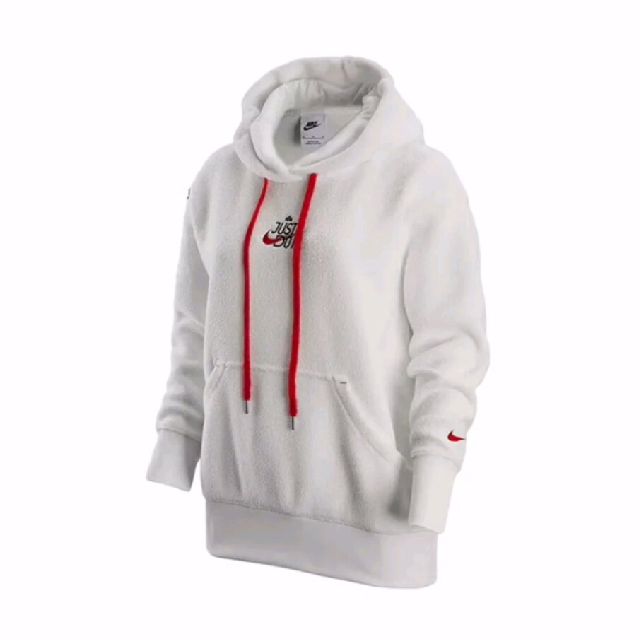 Nike Dri-Fit Logo印花抽绳连帽卫衣 女款 白色