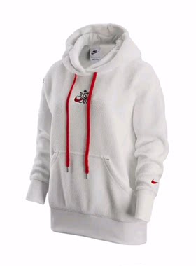 Nike Dri-Fit Logo印花抽绳连帽卫衣 女款 白色
