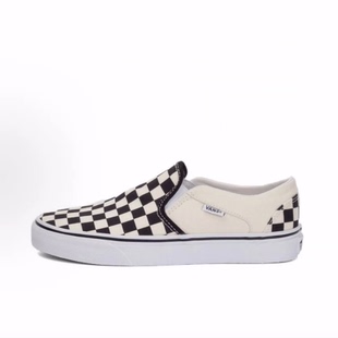 Vans Asher 棋盘格帆布潮流复古休闲耐磨低帮板鞋女款黑白