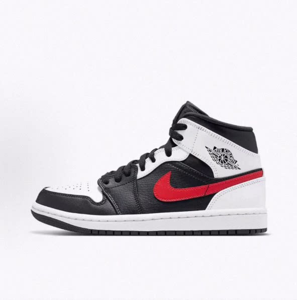 Jordan Air Jordan 1 mid 熊猫 红钩 中帮 复古篮球鞋 男女同款
