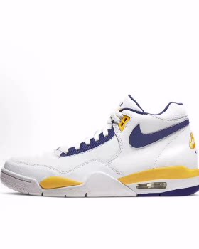 Nike Flight Legacy 中帮 复古篮球鞋 男款 白蓝黄 湖人