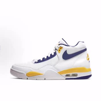 Nike Flight Legacy 中帮 复古篮球鞋 男款 白蓝黄 湖人