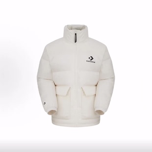 Converse Logo印花图案立领拉链面包羽绒服 男款