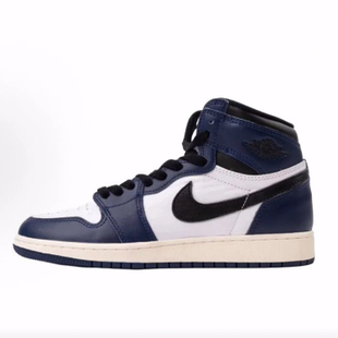 Jordan Air Jordan 1 耐磨 高帮 儿童篮球鞋 白蓝色
