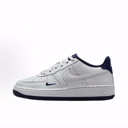 Nike Air Force 1 Lv8 皮革 舒适低帮 儿童板鞋白色/黑色/深蓝色