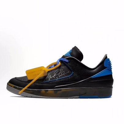 OFF-WHITE x Jordan Air Jordan 2低帮 复古篮球鞋 男女同款 黑蓝
