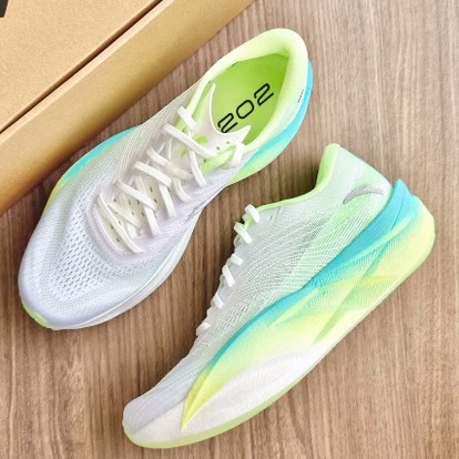 Anta安踏 C202 6.0 时尚 减震耐磨 低帮 碳板跑步鞋 男款 白绿