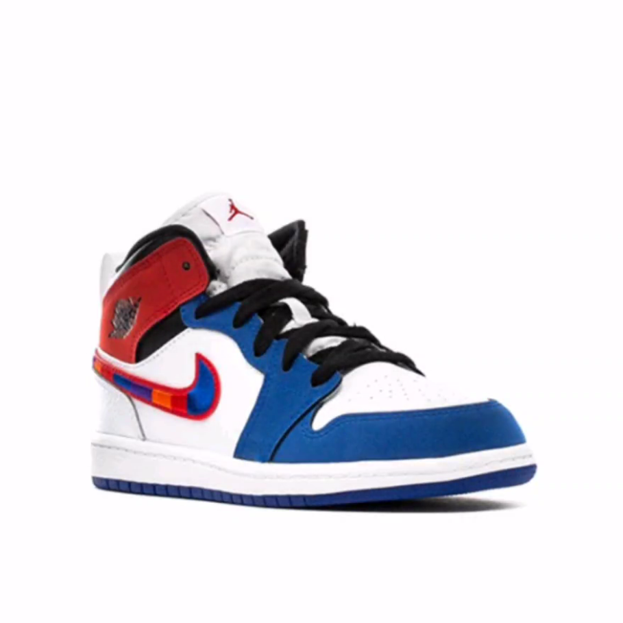 Jordan Air Jordan 1 防滑减震 中帮 篮球鞋 白蓝 中小童