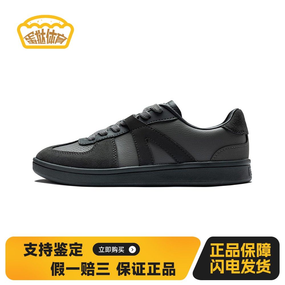 【蛋挞体育】 安踏 板鞋 黑色 灰色 平跟 女 低帮 圆头 系带