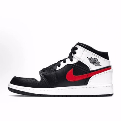 Jordan Air Jordan 1 Mid 红钩 熊猫 中帮 复古篮球鞋 女款 黑白