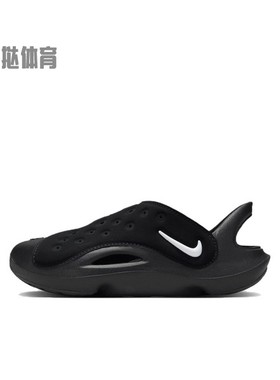 【蛋挞体育】 Nike Swoosh 儿童凉鞋 黑色 舒适柔软 中小童