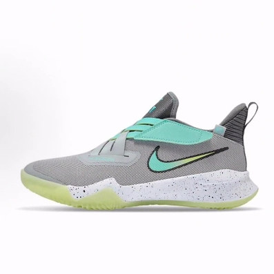 Nike Zoom Flight 2 织物合成革低帮 复古篮球鞋 灰绿