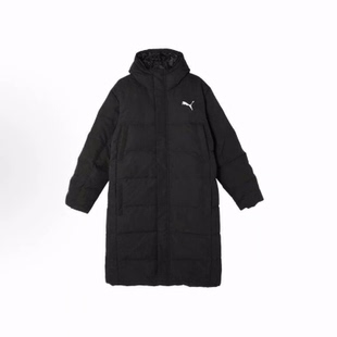 PUMA彪马 LONG OVERSIZED 户外保暖宽松连帽长款羽绒服 男款 黑色