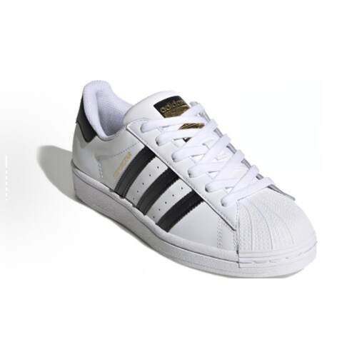 adidas originals 贝壳头低帮 儿童板鞋 白黑 青少年FU7712
