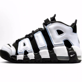Nike Air More Uptempo 皮革 潮流 减震 中帮 儿童篮球鞋 黑白