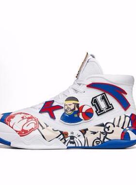 Anta安踏 KT6 汤普森 织物合成革包裹性支撑 高帮 篮球鞋 白蓝红