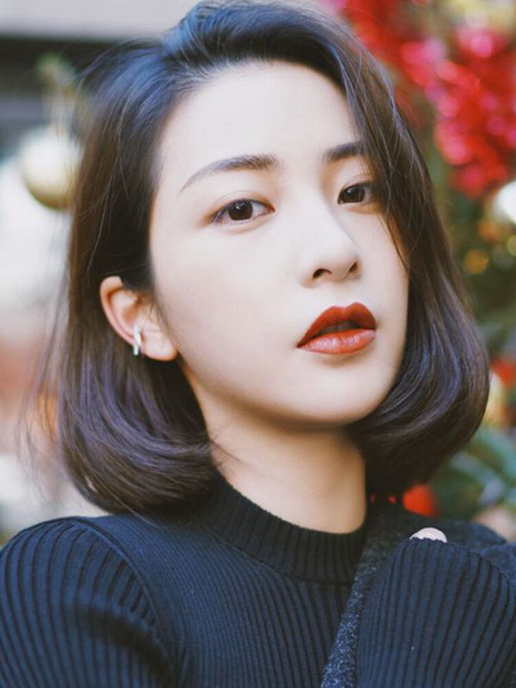 假发女短发网红波波头真发时尚蓬松内扣修脸偏分短发bobo全头套式