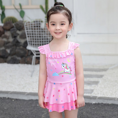 儿童韩国裙式连体游泳衣