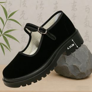 步锦轩正宗老北京布鞋女鞋坡跟工鞋单鞋酒店客房服务员保洁工作鞋