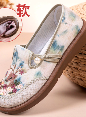 老北京布鞋女鞋官方旗舰店正品软底老人妈妈鞋新款轻便女式上班鞋