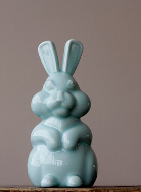 景德镇可爱风兔子动物装饰摆件