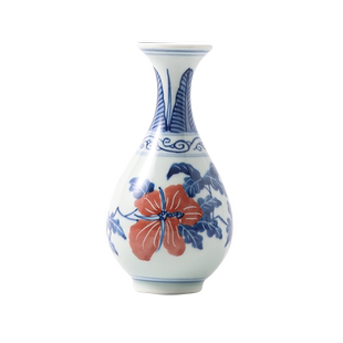 景德镇青花瓷手绘彩绘陶瓷花瓶博古架迷你花瓶小干花居家装饰摆件