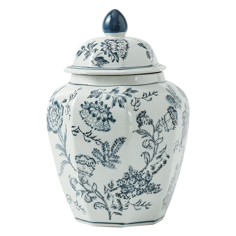 青花陶瓷花瓶芍药中式花瓶摆件客厅插花瓶高级感仿古居家摆件装饰