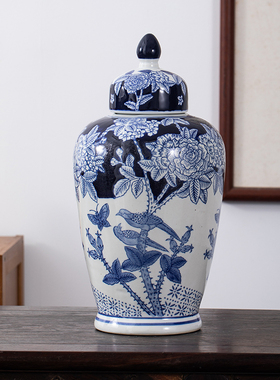 新中式陶瓷将军罐客厅装饰摆件