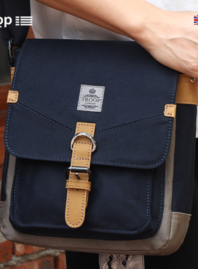 Troop单肩包男士帆布休闲斜挎包挎包新款多功能竖款ipad背包男包