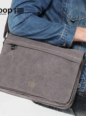 Troop斜挎包男休闲男包2025新款帆布单肩通勤背包大容量邮差横款