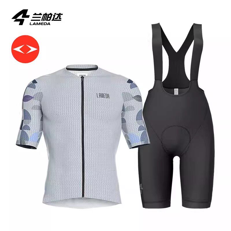 兰帕达夏季骑行服短袖上衣休闲男短裤背带双箭头套装自行车风尚