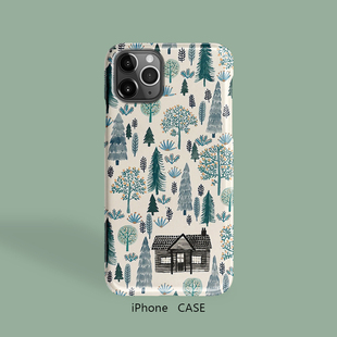 iPhone15PROMAX手机壳XS创意XR森林小屋12苹果8保护壳67硬壳14Pro