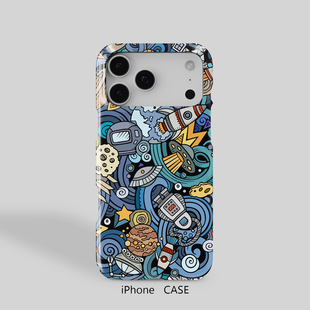 太空开学几何线条复古iPhone16Promax轻薄15pro轻便14Pro适用于苹果13个性12半包11菲林男生手机壳