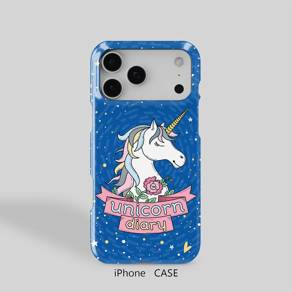 蓝色独角兽可爱梦幻适用于iPhone17Promax轻薄16适用于15苹果14手机壳13不掉色12环保硬壳散热11半包保护壳