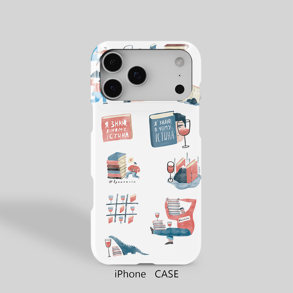 书与红酒简约插画适用于iPhone17Promax轻薄16适用于15苹果14手机壳13不掉色12环保硬壳散热11半包保护壳