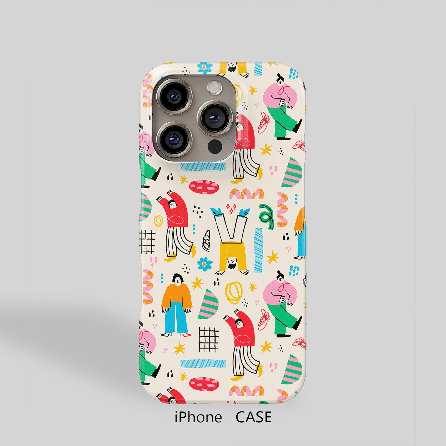 抽象人物涂鸦几何倒立适用于iPhone16ProMax轻薄15适用于14苹果13手机壳12不掉色11环保可水洗硬壳半包保护壳