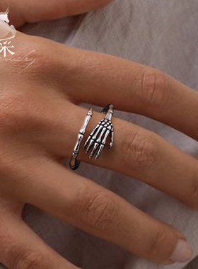 羿采气质男女情侣925纯银戒指死了都要爱拥抱银戒子情人礼物潮人