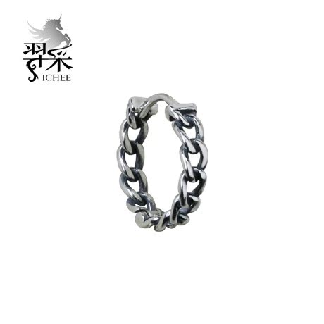 羿采个性单只复古麻吉索环银耳环