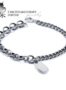 925银情侣手链可刻字ins