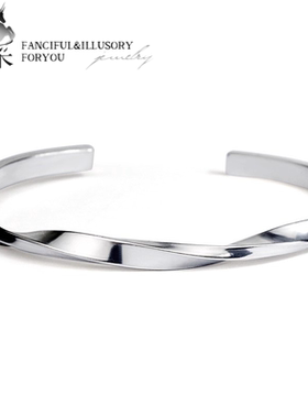 925银手镯女款男款气质时尚手环