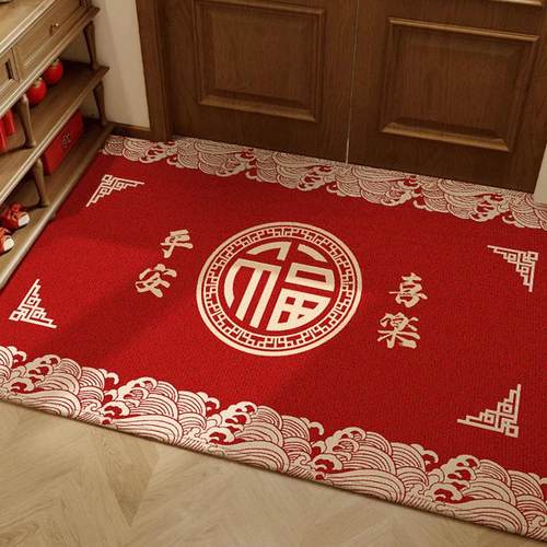 红色喜庆入户地垫防滑脚垫