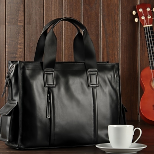 休闲男包真皮男士手提包大容量牛皮电脑包14寸软皮商务通勤公文包