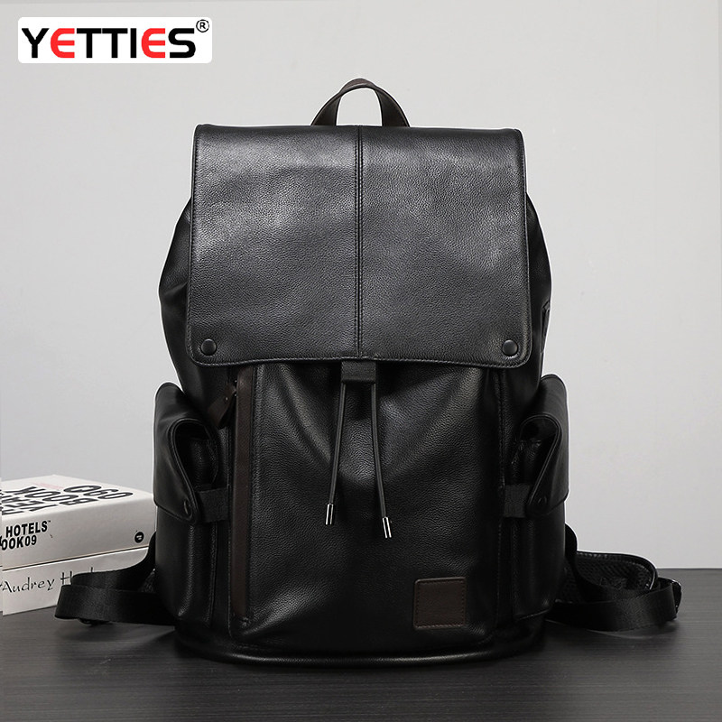 大容量真皮双肩包男士休闲风背包头层软牛皮旅行包通勤商务电脑包