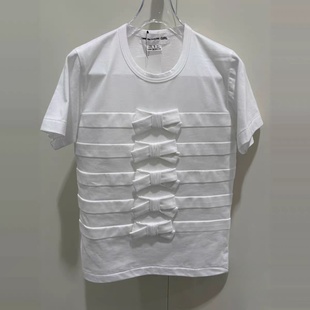 KZYU 日系蝴蝶结装 CDG 25春夏新款 饰圆领短袖 纯棉T恤百搭上衣女款
