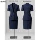 套装 气质西服工装 女夏季 高端酒店前台接待工作服修身 短袖 蓝色西装