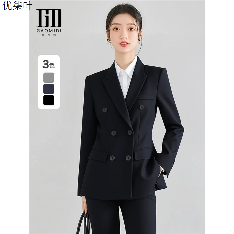 黑色西装女正装面试套装大学生工作服气质高级感职业西服外套春秋