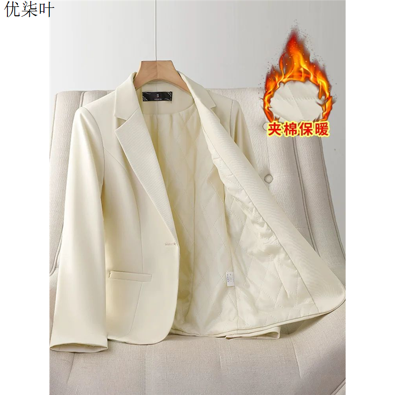 夹棉西装外套女2025新款秋冬季气质高级感加棉保暖小个子休闲西服