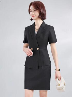 黑色西装套装女2026新款售楼部收腰正装OL气质行政前台职业工作服