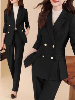 黑色西装套装女2023新款春秋高级感工作服气质休闲职业装西服外套
